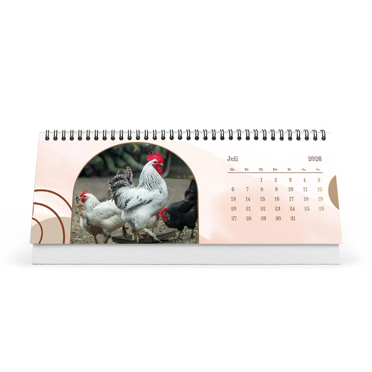 Erstellen Sie den Tischkalender mit Designvorlagen oder im freien Layout.