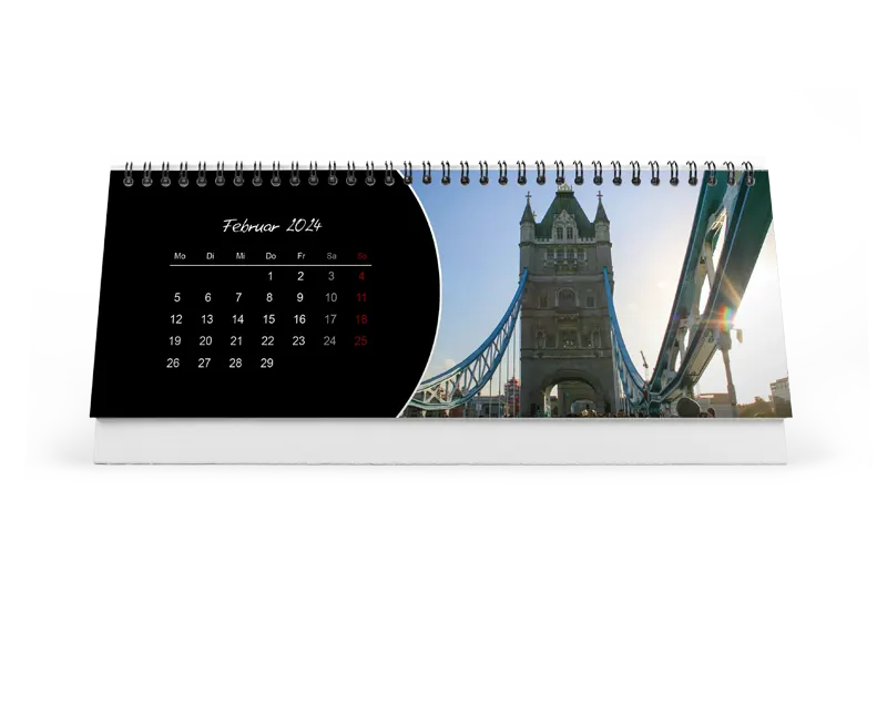 Viele Designs und Kalendarien machen den Tischkalender zu Ihrem Unikat. Erstellen Sie den Tischkalender mit Designvorlagen oder im freien Layout.